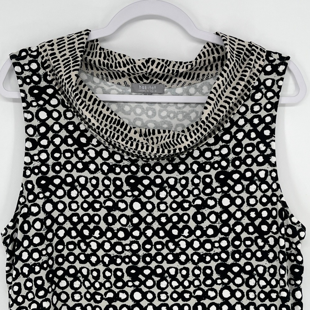 Habitat Dots & Lines Cowl Neck Tank Top Black/White Lagenlook Sz Large Art Layer - Picture 4 of 5